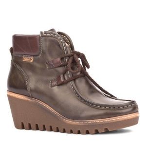 Pikolinos Deep Green & Olmo Maple Leather Wedge Boot